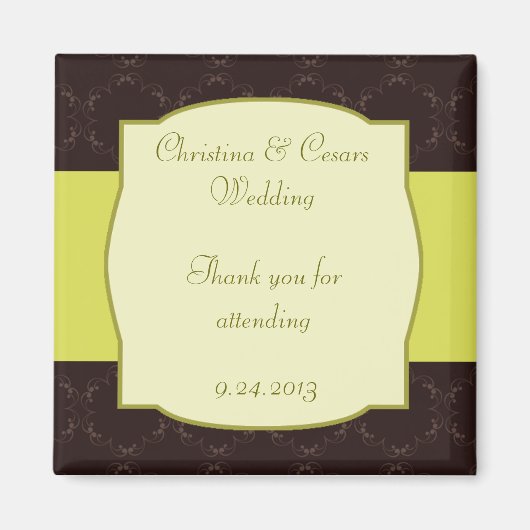 2"x2" Ankündigung Magnet Light/Olive Green Chande (Vorne)