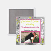 2"x2" Ankündigung Magnet Lime Green/Hot Pink Flow (Vorderseite/Rückseite)