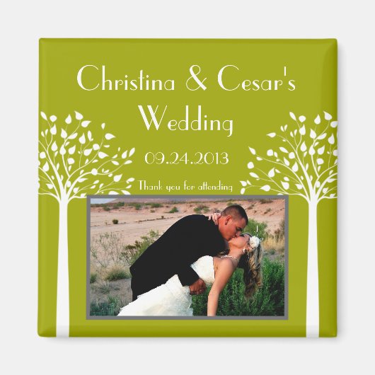 2"x2" Ankündigung Magnet Moderne Grüne Bäume weiß (Vorne)