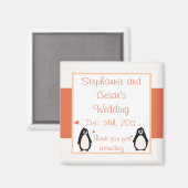 2"x2" Ankündigung Magnet Pinguin Liebe/Herz (Vorderseite/Rückseite)