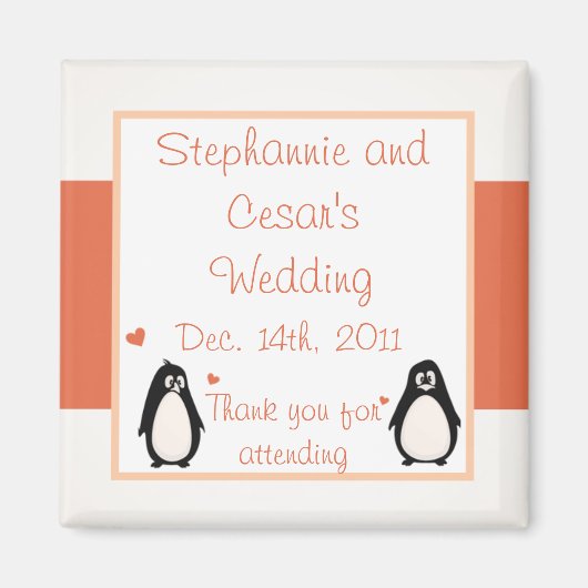2"x2" Ankündigung Magnet Pinguin Liebe/Herz (Vorne)