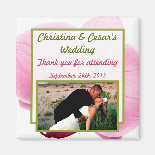 2"x2" Ankündigung Magnet Pink Orchid Long Steam Fl (Vorne)