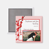 2"x2" Ankündigung Magnet Red Cherry Blossom (Vorderseite/Rückseite)