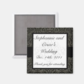 2"x2" Ankündigung Magnet Schwarz und Grau Damask (Vorderseite/Rückseite)