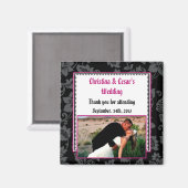 2"x2" Ankündigung Magnet Schwarze Flora Hot Pink S (Vorderseite/Rückseite)