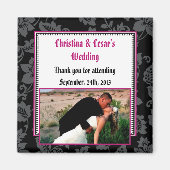 2"x2" Ankündigung Magnet Schwarze Flora Hot Pink S (Vorne)