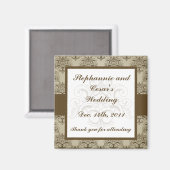 2"x2" Ankündigung Magnet Tanish Brown Damask (Vorderseite/Rückseite)