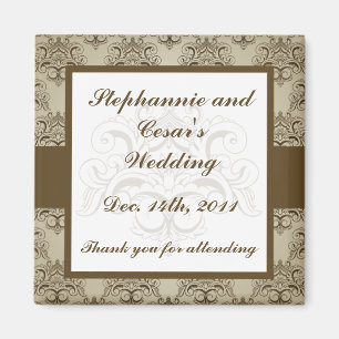 2"x2" Ankündigung Magnet Tanish Brown Damask