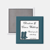 2"x2" Ankündigung Magnet Western Blue Cowboy Boot (Vorderseite/Rückseite)