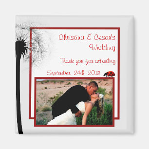 2"x2" Ankündigungsmagnet Marienkäfer auf Löwenzahn Magnet