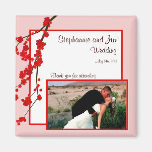 2"x2" Ankündigungsmagnet Rote Kirschblüte Magnet