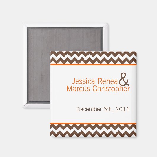 2"x2" Bevorzugung Magnet Brown Orange Zickzack Nam (Vorderseite/Rückseite)