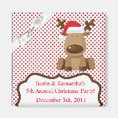 2"x2" Bevorzugung Magnet Reindeer Weihnachten XMAS (Vorne)