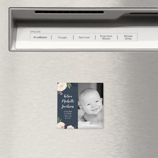 2"x2" Geburtsankündigung Magnet Baby Pink Cosmos (In Situ (Geschirrspüler))