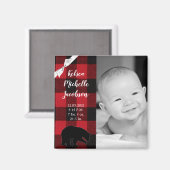 2"x2" Geburtsankündigung Magnet Red Buffalo Black (Vorderseite/Rückseite)