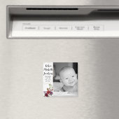 2"x2" Geburtsankündigung Magnet White Roses Gold G (In Situ (Geschirrspüler))