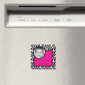 2"x2" Geburtshinweis Magnet Hot Pink Zebra (In Situ (Geschirrspüler))