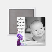 2"x2" Geburtshinweis Magnet Lavender Hibiskus (Vorderseite/Rückseite)