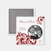 2"x2" Gefallen an Magnet Crimson Red Floral Filigr (Vorderseite/Rückseite)