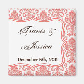 2"x2" Gefallen Magnet Coral White Damask Spitzen P (Vorne)