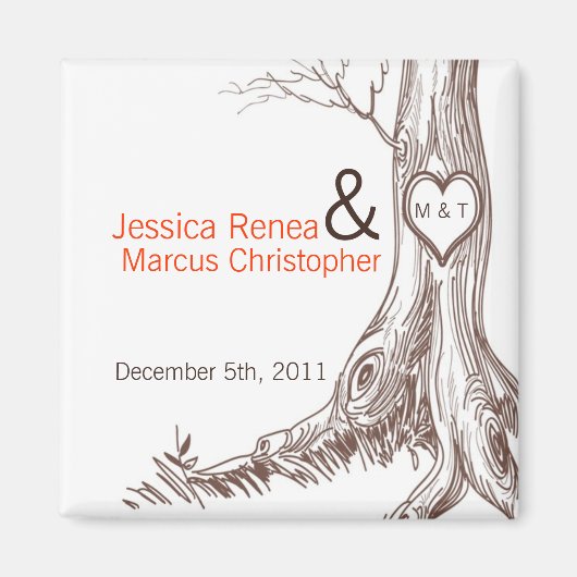 2"x2" Gefallen Magnet Fall Baum Erstmalige Carving (Vorne)