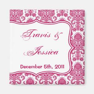 2"x2" Gefallen-Magnet Fusia Weiß Damast-Lackdruck Magnet