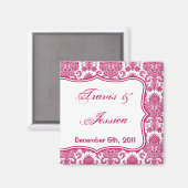 2"x2" Gefallen Magnet Fusia White Damask Lace Prin (Vorderseite/Rückseite)