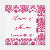 2"x2" Gefallen Magnet Fusia White Damask Lace Prin (Vorne)