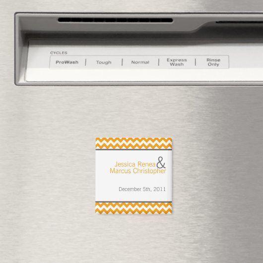 2"x2" Gefallen Magnet Gelb Grauer Zickzack Name (In Situ (Geschirrspüler))