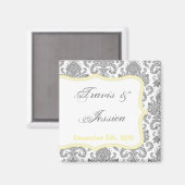 2"x2" Gefallen Magnet Grau Gelb Damask Spitzen Dru (Vorderseite/Rückseite)