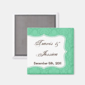 2"x2" Gefallen Magnet Minze White Damask Spitzen P (Vorderseite/Rückseite)