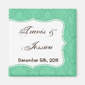 2"x2" Gefallen Magnet Minze White Damask Spitzen P (Vorne)