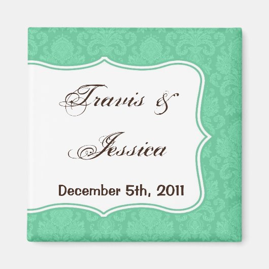 2"x2" Gefallen Magnet Minze White Damask Spitzen P (Vorne)