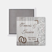 2"x2" Gefallen Magnet Pferdeschuhe auf Holz Spitze (Vorderseite/Rückseite)