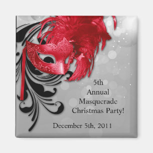 2"x2" Gefallen Magnet Rot auf Silver Masquerade