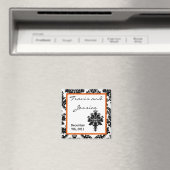 2"x2" Gefallen Magnet Schwarz Orange Damast Spitze (In Situ (Geschirrspüler))