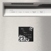 2"x2" Gefallen Magnet Schwarz-weiß Floral Filigree (In Situ (Geschirrspüler))