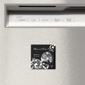 2"x2" Gefallen Magnet Schwarz-weiß Floral Filigree (In Situ (Geschirrspüler))