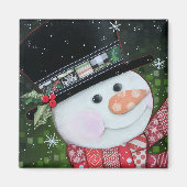 2"x2" Patchwork Snowman Square Magnet (Vorne)