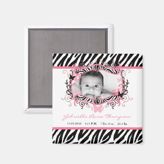 2"x2" Schmetterling Zebra Print Announction Magnet (Vorderseite/Rückseite)