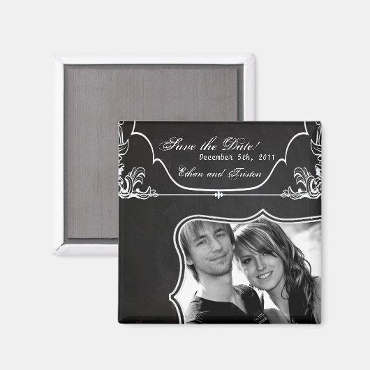 2"x2" Speichern Sie das Date Magnet Modernes Chalk (Vorderseite/Rückseite)