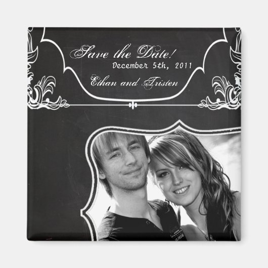 2"x2" Speichern Sie das Date Magnet Modernes Chalk (Vorne)