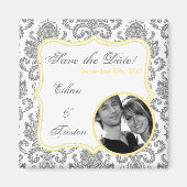 2"x2" Speichern Sie das Datum Magnet Grau-Gelb-Dam (Vorne)