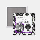 2"x2" Speichern Sie den Schwarzen Lila Datumsmagne Magnet (Vorderseite/Rückseite)