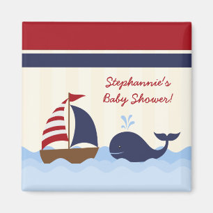 2"x2" Square Ahoy Nautical Whale Magnet Gefallen