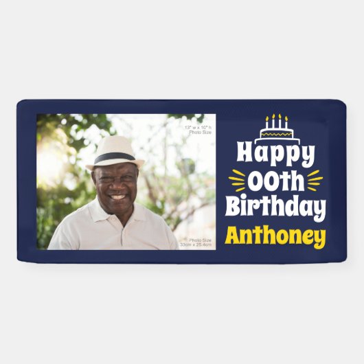 2’ x 1’ Happy Birthday Any Year Foto Banner (Horizontal)