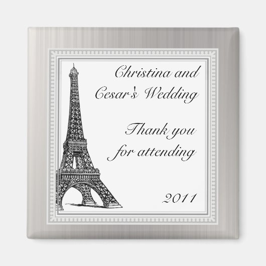 2"x 2" Ankündigung Magnet Black Eiffel Tower (Vorne)
