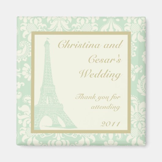 2"x 2" Ankündigung Magnet Damask Paris (Vorne)
