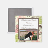 2"x 2" Ankündigung Magnet Frühling Rosa/Grüne Flor (Vorderseite/Rückseite)