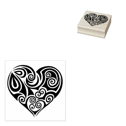 2" x 2" Briefmarke aus Kautschuk - Herz Gummistempel (Stempel)